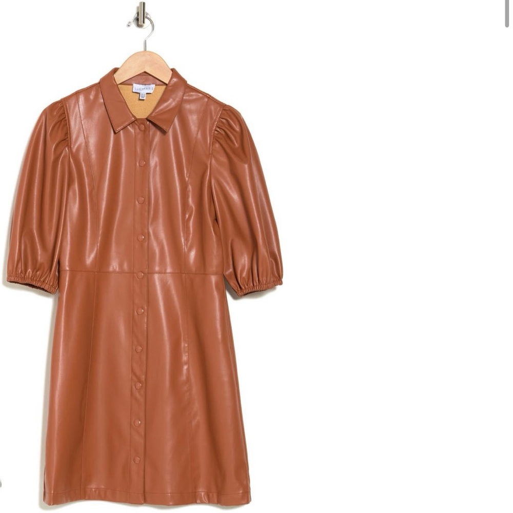 Faux Leather Shirt Dress